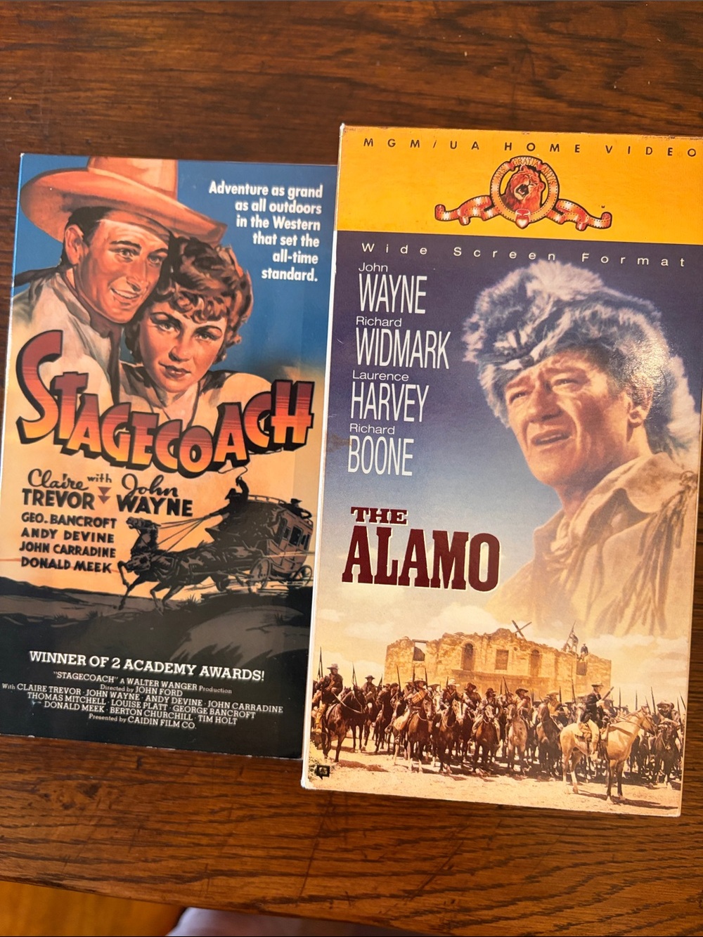 John Wayne VHS tapes: “The Alamo” 1960 and Stagecoach 1939